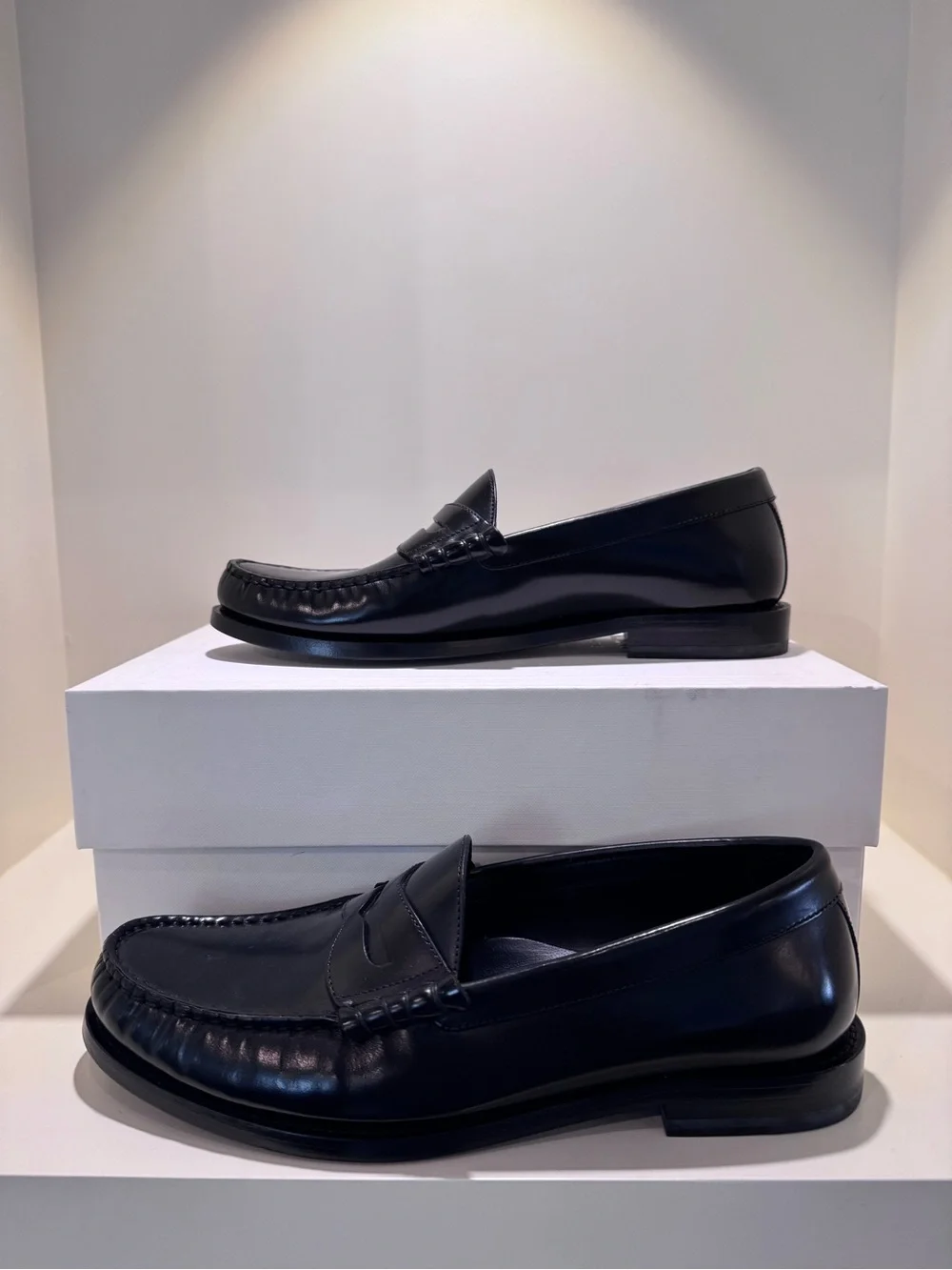 Celine Black Leather Penny Loafers for Women